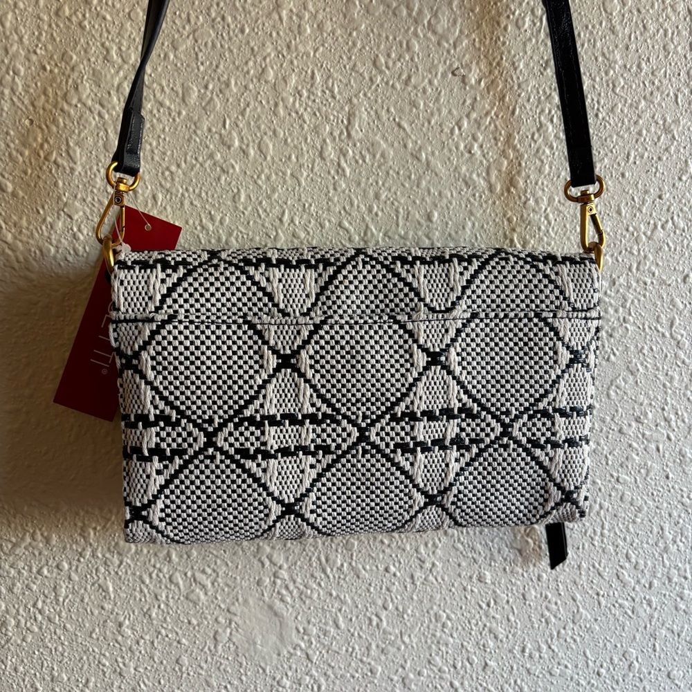 Rosetti Black & White Quilted Print Crossbody with Black Trim - Picture 4 of 13